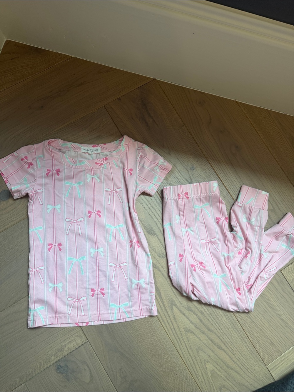 Toddler Pink Bow-Print Short Sleeve Pajama Set